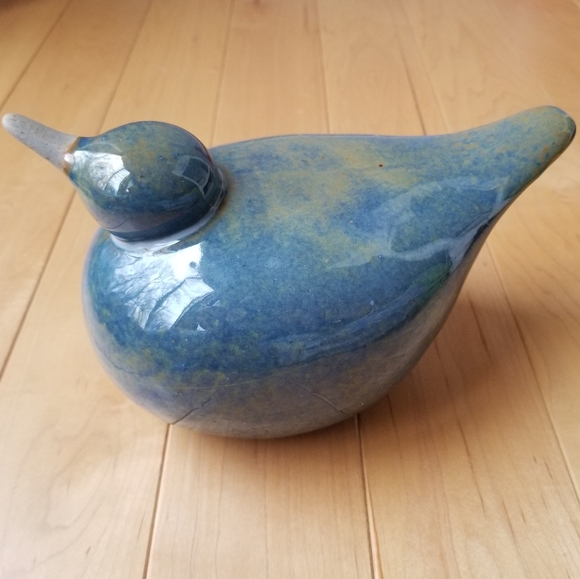 🌻Art Pottery Blue Speckled Glaze Bird Duck - Picture 7 of 7